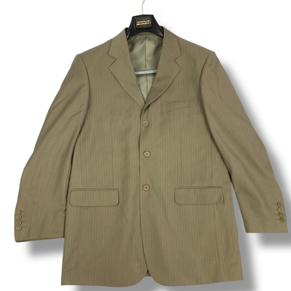 EUC Giorgio Fiorelli Mens Italian Sport Coat Brown Striped Super 120s--Size 42 L